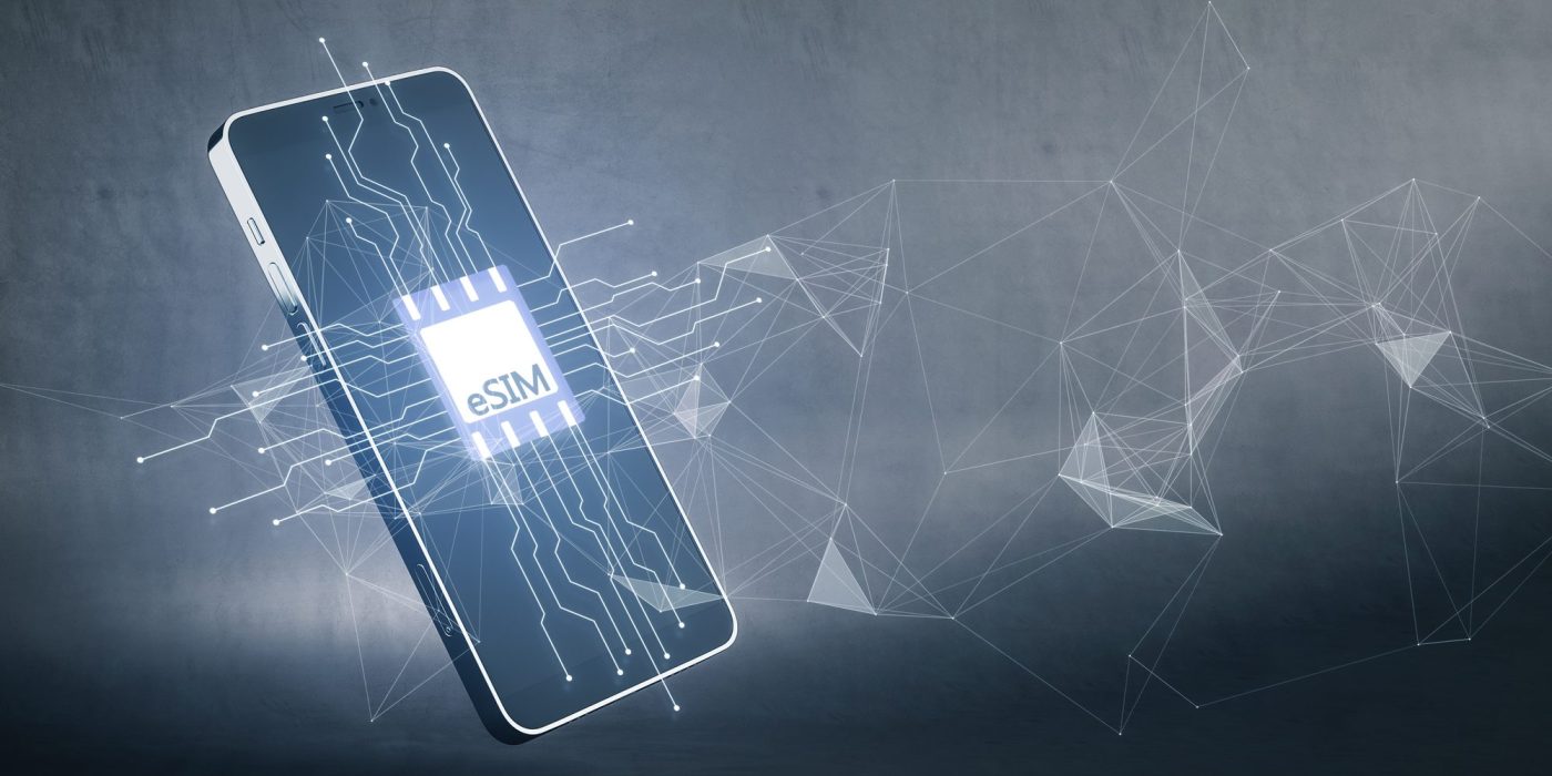 Smartphone with embedded eSIM chip illustration